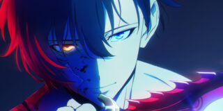 A close-up illustration of a character from the webtoon Solo Leveling as he stares forward.